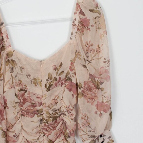 Zara Floral Print Draped Ruched Dress Blogger Favorite Womens Size Large - Picture 11 of 13